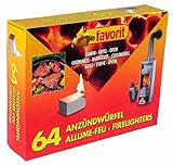 favorit 1249 Anzündwürfel für Grill, Kamin und Ofen, 64-er Pack