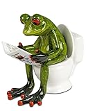 formano Frosch Figur auf Toilette mit Zeitung – Lustige Dekofigur aus...
