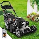 BRAST® Benzin Rasenmäher mit Antrieb | 5,2kW (7PS) | Elektrostart | 55cm...