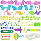 WONDERFORU knete zubehör, 47 Stück Knetwerkzeug und Ausstechformen Kinder...