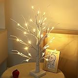 LED Lichterbaum Innen Birkenbaum mit 32 LEDs und Timer, Lichterbaum...