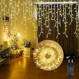 Hopelit Eisregen Lichterkette Außen 5m 200LED Warmweiß, Lichterkette...