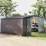 COSTWAY Gartenhaus aus Metall, 12 m², Doppeldach, abschließbare...
