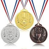 3 Stück Metall Medaillen Gold Silber Bronze Medaillen Gewinner Medaille...