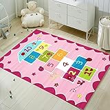 FODELIUY HüPfspiel Teppich Kinderzimmer, Hopscotch Rug, HüPfkäStchen...