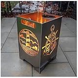 teileplus24 FT01 Feuertonne Feuerschale Feuerkorb Rostend Groß Eckig...