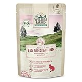 Wildes Land Nassfutter für Katzen, Huhn, mit Lachsöl, 12 x 84 g