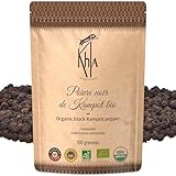 Khla - Kampot Pfeffer Schwarz Bio 100g - Schwarzer Pfefferkörner Ganz...