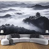 Seidentapeten Aquarelllandschaft 300×210cm - Schwarz Und Weiß Fototapete...