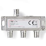 TronicXL 3fach F-Stecker Antennenverteiler 3-Fach DC-Durchlass TV Kabel...