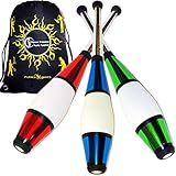 Euro PRO Jonglierkeulen 3er-Set (Rot/Grun/Blau) Jonglier Keulen Training...