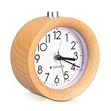 Navaris Analog Holz Wecker mit Snooze - Retro Uhr mit Ziffernblatt Alarm...