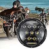 JMTBNO 7 Zoll Motorrad LED Scheinwerfer E Geprüft DRL Runder Fahrlicht 12V...