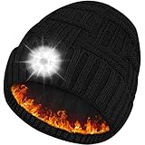 Bosttor Mütze Mit LED Licht, Wintermütze Herren Damen with Thermo Fleece...