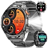 Smartwatch Herren Militär mit 1000mAh Akku, 1,91' AMOLED Armbanduhr, LED...