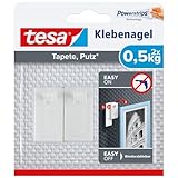 tesa Klebenagel für Tapeten und Putz 0,5kg - Selbstklebende Nägel für...