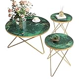 HOLTICO Couchtisch Beistelltisch Rund Schwarz Grün,Wohnzimmertisch...