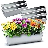 BigDean 6er Set Zink Paletten Blumenkästen - Einsatz 38cm groß Silber -...