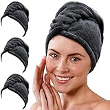 Gräfenstayn 3er-Set Haarturban aus Mikrofaser mit 2 Knöpfen - Turban...