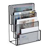 Relaxdays Zeitschriftenhalter Metall, 4 Fächer, Dokumentenablage Büro,...