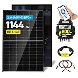 ALLDREI® Balkonkraftwerk 880W/800W mit 2x440W Bifazialer Glas Solarmodule,...