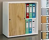 VCM Holz Büroschrank Ordner Aktenschrank Büromöbel Schrank Lona 2-Fach...