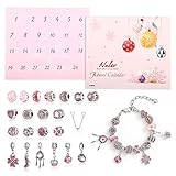 Naler 24-teilig Charms Adventskalender Rosa Schmuck Anhänger Glasperlen...