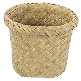 BESTYASH Geflochtener Seegras Mülleimer Vintage Design Kleiner Runder...