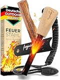 Feuerstahl Outdoor 10mm, Feuerstein mit Holzgriff für maximalen...