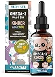 Omega-3 Vegan für KINDER (50 ml) - DHA & EPA - Omega-3-Algenöl mit 250 mg...