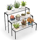 COSTWAY 3-stufige Metall Blumentreppe, Blumenregal Pflanzenständer...