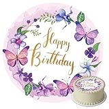 J&M DECO Tortenaufleger Happy Birthday – essbare Kuchendeko Ø 20 cm...