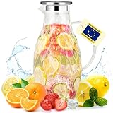 Karaffe aus Borosilikatglas mit Deckel und Ausgießer - Glaskaraffe mit...