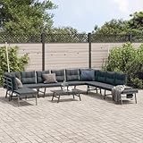 HOMEELIKE 6-TLG. Garten-Sitzgruppe mit Kissen Schwarz Stahl