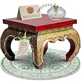 livasia Opiumtisch aus Massivholz – 36x36x27cm – Handgeschnitzter...