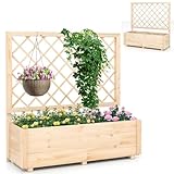 HOMASIS Pflanzkübel mit Rankgitter, Blumenkasten mit Spalier, Pflanzkasten...