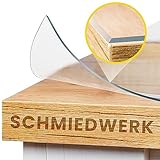 SCHMIEDWERK Tischschutz transparent nach Maß in 2mm mit Wohlfühlkante -...