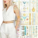 10 Blätter Henna Tattoo Glitter Tattoos für Frauen Mädchen, Mandalas,...