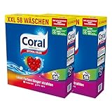 2x Coral Waschpulver Optimal Color XXL effektives Colorwaschmittel für...