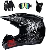 Full Face MTB Motocross Helmet Set, Off Road ATV Scooter Motorbike Helmet...