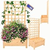 MODO24 Blumenkasten aus Kiefernholz mit Rankgitter, Pflanzkübel mit...