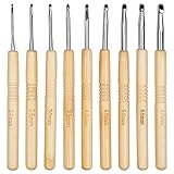 Häkelnadel Set 9 Stück Ergonomische Stricken Nadel, Holzgriff zum...