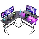 Bestier L-förmiger Gaming-Computertisch mit LED-Leuchten, Monitorständer,...