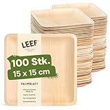 Leef 100x Palmblatt Teller eckig - Einweggeschirr kompostierbar und...