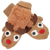 CLISPEED Winterhandschuhe Damen Herren Warme Gestrickte Fäustlinge mit...