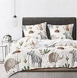 Boqingzhu Bettwäsche Tiere 135x200 cm Kinder - Bettwäsche-Sets Beige...