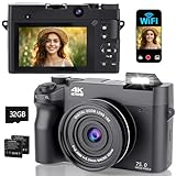Gerbala 4K 75MP Digitalkamera mit WLAN, 3 Zoll LCD-Bildschirm Fotokamera...