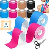 EUZLABBY 8 Rollen Kinesiotapes,Kinesiologie Tape Rollen(5m x 5cm),mit...