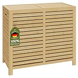 Bellamio Newa Wäschekorb aus Bambus – Wäschesammler mit 2 Fächern je...