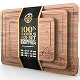 Deer & Oak Schneidebrett Holz Set 3-teiliges Vorgeölt Bambus Schneidebrett...